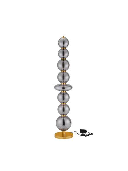 Nova Luce LED Stehleuchte Navi dimmbar 37W warmweiss 3000K Messinggold Rauchgrau Glas Metall 140cm 9186984