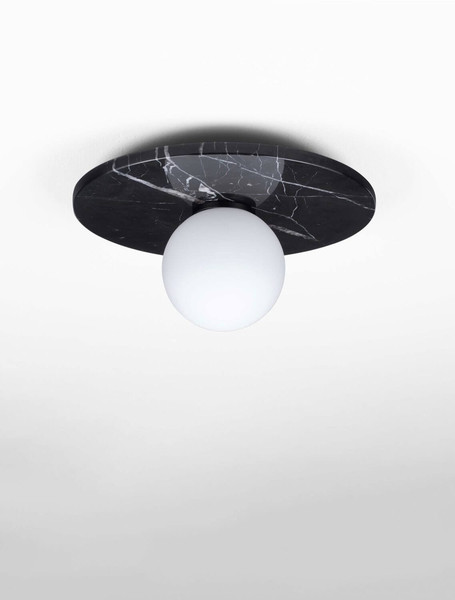 Nova Luce Deckenleuchte Idor G9 Opal Schwarz Glas Marmor Ø30cm 9501250