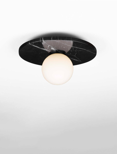 Nova Luce Deckenleuchte Idor G9 Opal Schwarz Glas Marmor Ø30cm 9501250