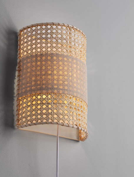 Nova Luce Wandleuchte Lum E27 Natur Rattan 29x20,5cm 9586521