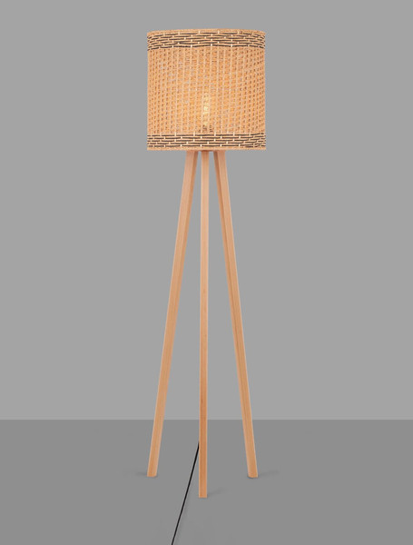 Nova Luce Stehleuchte Plette E27 Natur Schwarz Holz Rattan 165cm 9586528