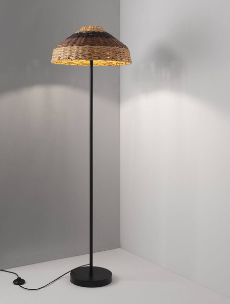 Nova Luce Stehleuchte Capa E27 Natur Schwarz Braun Rattan 148cm 9586529