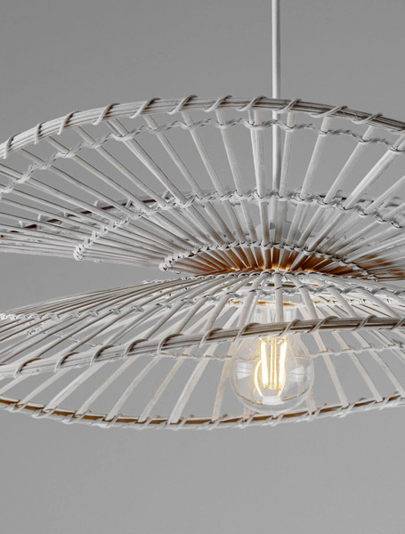 Nova Luce Pendelleuchte Artic E27 Weiß Stahl Rattan Ø60cm 9586601