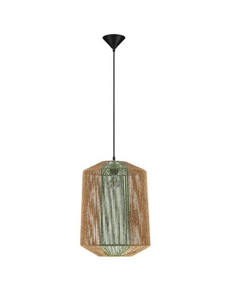 Nova Luce Pendelleuchte Dena E27 Grün Schwarz Natur Stahl Seil Ø38cm 9586602