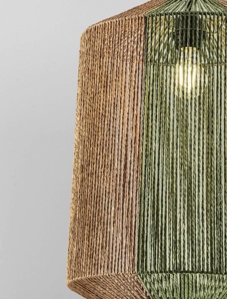 Nova Luce Pendelleuchte Dena E27 Grün Schwarz Natur Stahl Seil Ø38cm 9586602