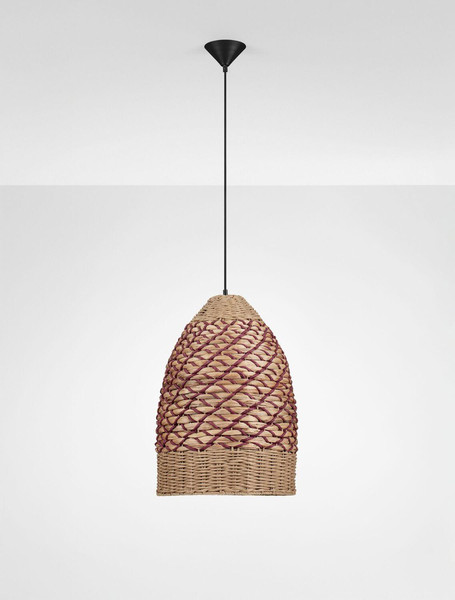 Nova Luce Pendelleuchte Mapi E27 Natur Rot Stahl Seil Ø37cm 9586605