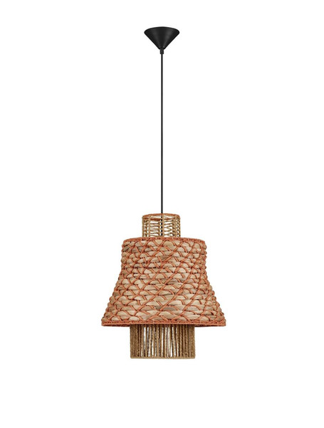 Nova Luce Pendelleuchte Mande E27 Natur Orange Schwarz Stahl Seil Ø40cm 9586610