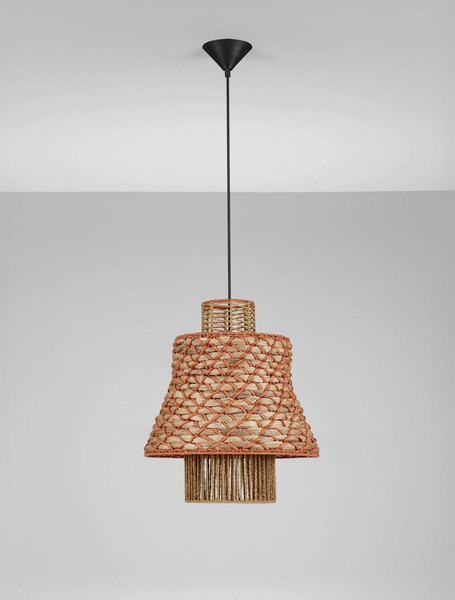 Nova Luce Pendelleuchte Mande E27 Natur Orange Schwarz Stahl Seil Ø40cm 9586610