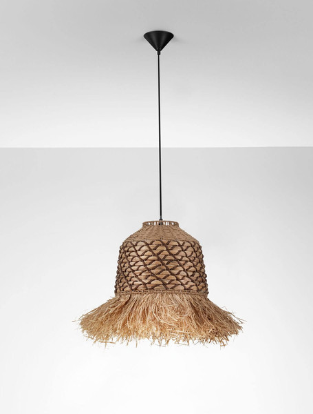 Nova Luce Pendelleuchte Sorello E27 Natur Braun Schwarz Stahl Seil Ø37cm 9586614