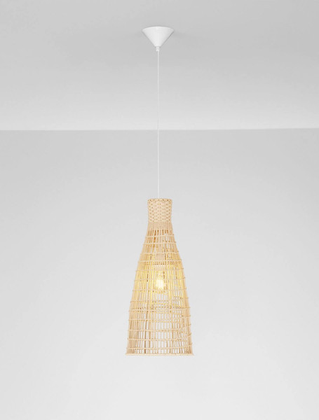 Nova Luce Pendelleuchte Niro E27 Natur Weiß Rattan Ø24cm 9586619