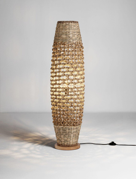 Nova Luce Stehleuchte Anada E27 Natur Holz Rattan 119cm 9586621