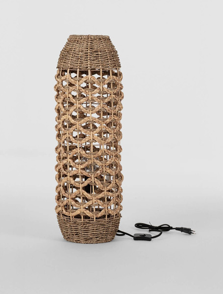 Nova Luce Stehleuchte Elma E27 Natur Schwarz Rattan 70cm 9586622