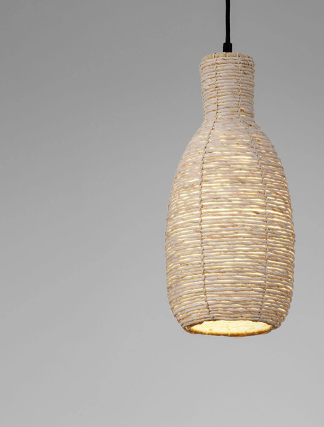 Nova Luce Pendelleuchte Ona E27 Natur Schwarz Stahl Rattan Ø18cm 9586626