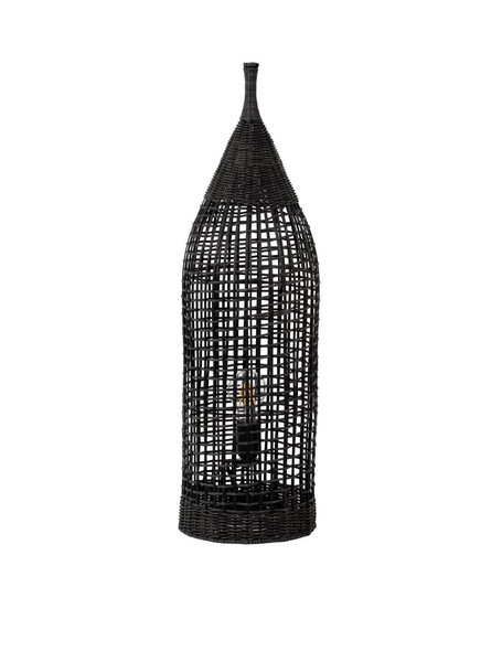 Nova Luce Stehleuchte Naos E27 Schwarz Metall Rattan 73cm 9586629