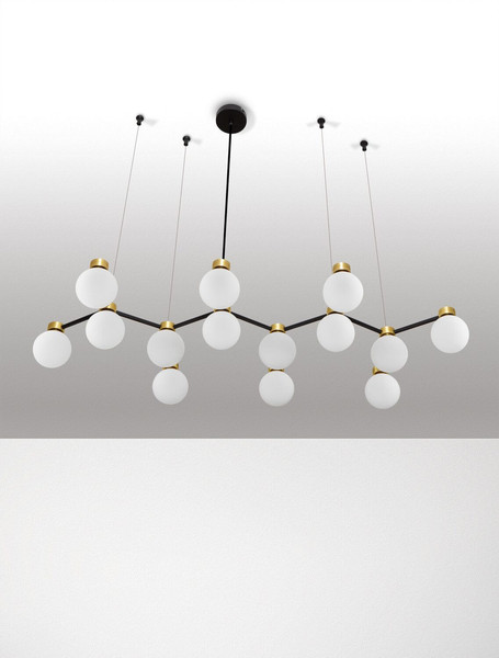 Nova Luce Pendelleuchte Ovalino 14-flammig 14xG9 Gold Schwarz Opal Glas Metall 107x47cm 9620163