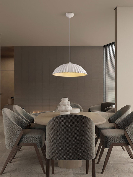 Nova Luce Pendelleuchte Ammos E27 Weiß Beton Ø50cm 9919114