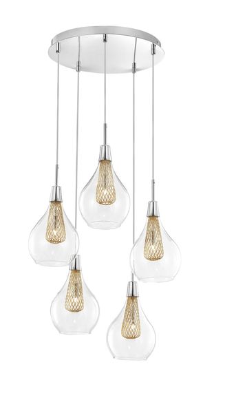 Nova Luce FILO Pendelleuchte G9 5-fach Gold 120x40cm dimmbar 1500202805