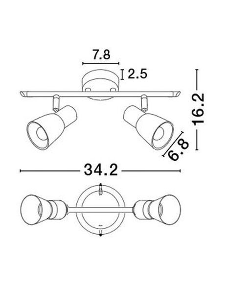 Nova Luce PUBLICO Deckenleuchte E14 2-fach Nickel 34,2x7,8x16,2cm dimmbar 667002