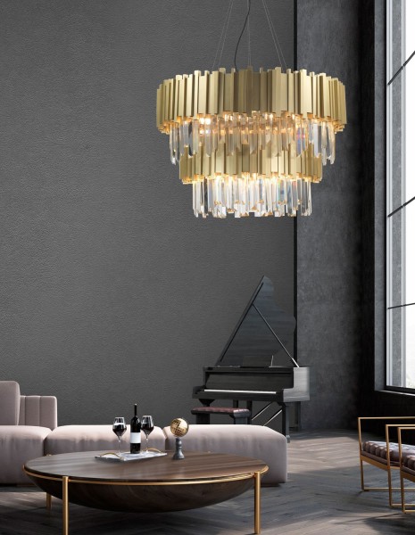 Nova Luce BALADONA Pendelleuchte G9 18-fach Messing 180x85cm dimmbar 81091718
