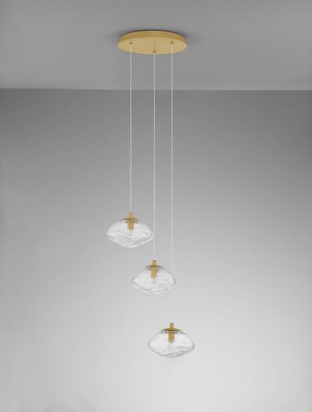 Nova Luce KING Pendelleuchte G9 3-fach Gold 180x25cm dimmbar 9006048