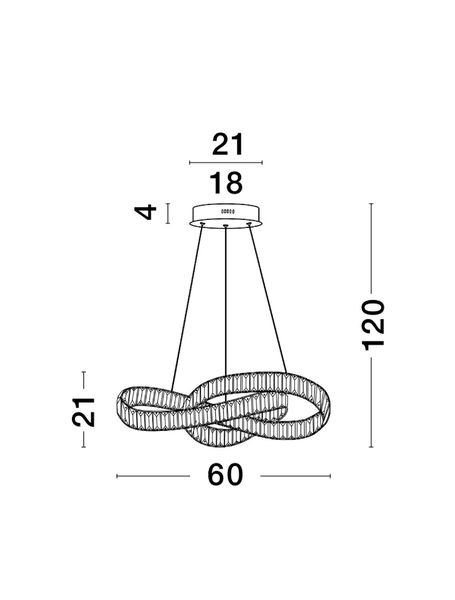 Nova Luce CONCETO LED Pendelleuchte Chrom 49W Neutralweiss 120x60cm dimmbar 9019723