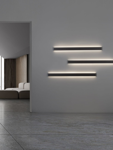 Nova Luce SELINE LED Wandleuchte Schwarz 44W Warmweiss 120x2,7x7,5cm 9081400