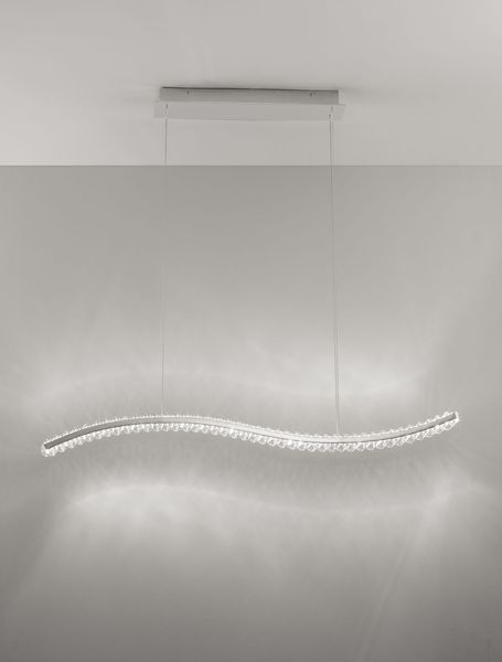 Nova Luce AURELIA LED Pendelleuchte Chrom 43W Neutralweiss 100x7,6x150cm dimmbar 9333070