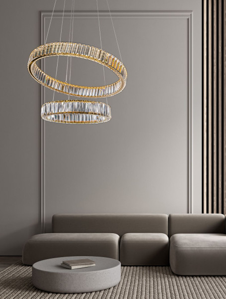 Nova Luce AURELIA LED Pendelleuchte Gold 46W Neutralweiss 150x60cm dimmbar 9333077