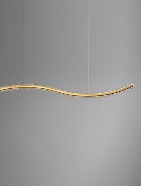 Nova Luce AURELIA LED Pendelleuchte Gold 43W Neutralweiss 100x7,6x150cm dimmbar 9333078