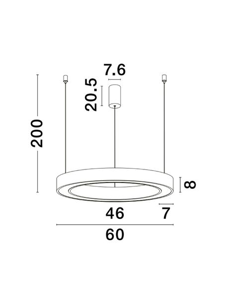 Nova Luce MORBIDO LED Pendelleuchte Schwarz 48W Steuerbare Lichtfarbe 200x60cm dimmbar 9345639