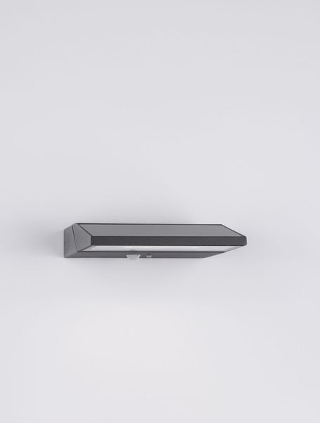 Nova Luce PRIM LED Wandleuchte Anthrazit 2W IP65 Warmweiss 18x17,5x3,5cm Solar Bewegungsmelder 9492510