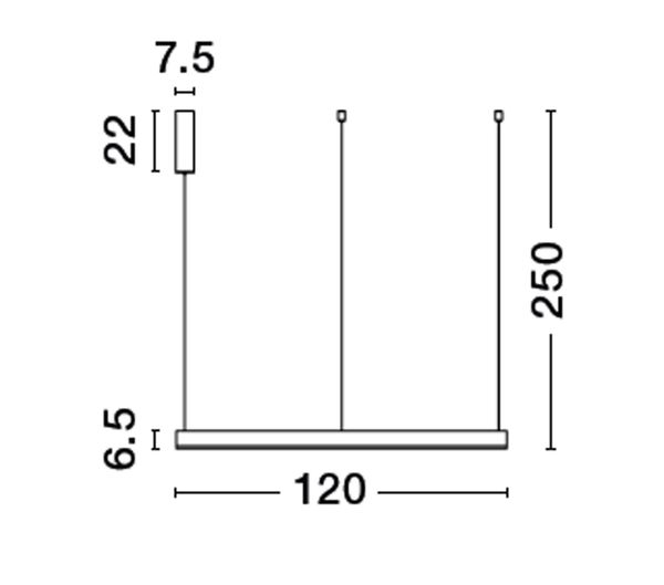 Nova Luce MOTIF LED Pendelleuchte Messing 72W Steuerbare Lichtfarbe 250x120cm dimmbar 9530220