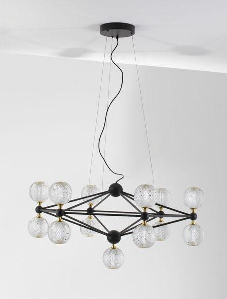 Nova Luce BELINDA LED Pendelleuchte Schwarz 53W Warmweiss 120x89cm dimmbar 9695400