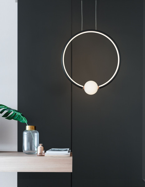 Nova Luce CELIA LED Pendelleuchte Schwarz 29W Warmweiss 43x10x120cm dimmbar 9820605