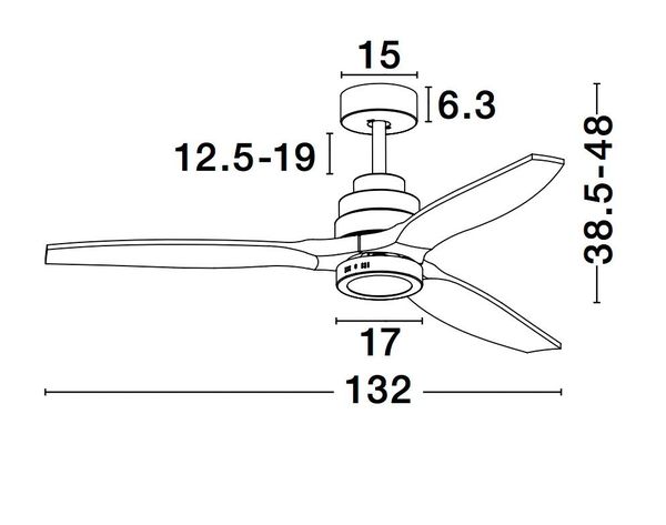 Nova Luce NATURE LED Ventilator Weiß 12W Warmweiss 38,5 - 48x132cm 9952314
