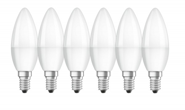6er-Pack Osram LED Kerze Value Classic B 5.7W warmweiss E14 4052899326453 wie 40W