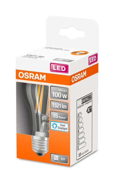 OSRAM LED Lampe Retrofit A100 10W E27 klar Filament tageslichtweiss wie 100W
