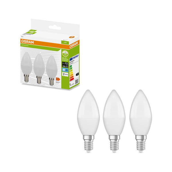 3er-Pack OSRAM LED Kerze E14 Classic matt B60 7.5W 806lm Neutralweiss 4000K wie 60W 4099854534324