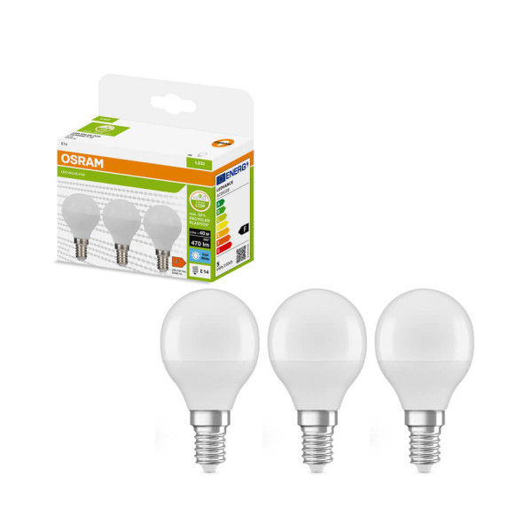 3er-Pack OSRAM LED Lampe E14 Classic matt P40 4.9W 470lm Neutralweiss 4000K wie 40W 4099854534584