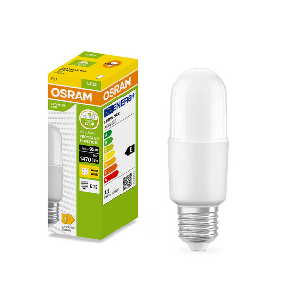 OSRAM LED Lampe Stabform E27 Stick matt 11W 1470lm Warmweiss 2700K wie 95W 4099854535475
