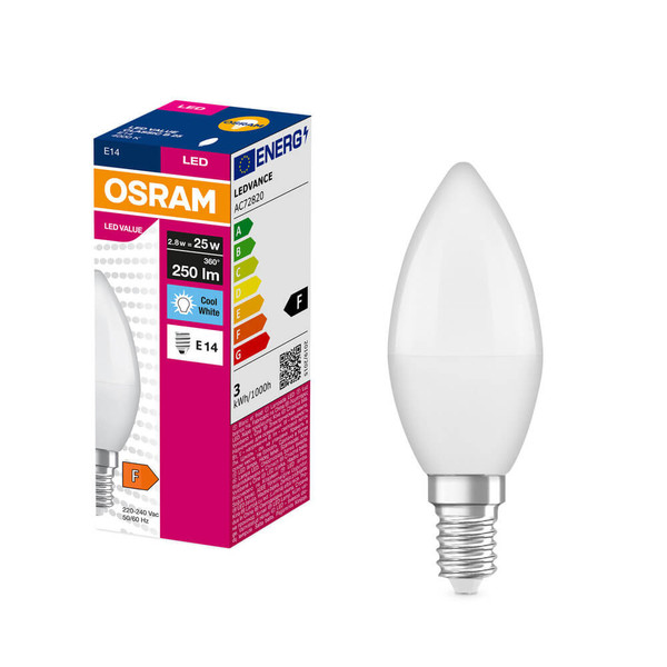 OSRAM LED Kerze E14 Value Classic B matt B25 2.8W 250lm Neutralweiss 4000K wie 25W 4099854547898