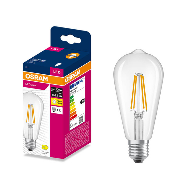 OSRAM LED Lampe E27 Edison Filament ST64 11W 1521lm Warmweiss 2700K wie 100W 4099854565939