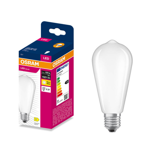 OSRAM LED Lampe E27 Edison Filament matt ST64 11W 1521lm Warmweiss 2700K wie 100W 4099854565991