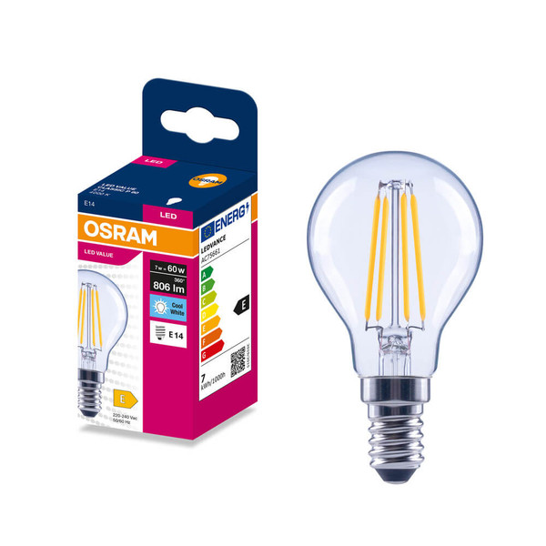 OSRAM LED Lampe E14 Classic Filament P60 7W 806lm Neutralweiss 4000K wie 60W 4099854567988
