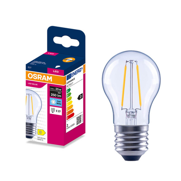 OSRAM LED Lampe E27 Classic Filament P25 1.8W 250lm Neutralweiss 4000K wie 25W 4099854568787