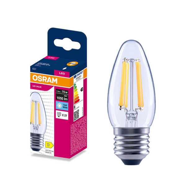 OSRAM LED Kerze E27 Classic Filament B75 7.5W 1055lm Neutralweiss 4000K wie 75W 4099854569920