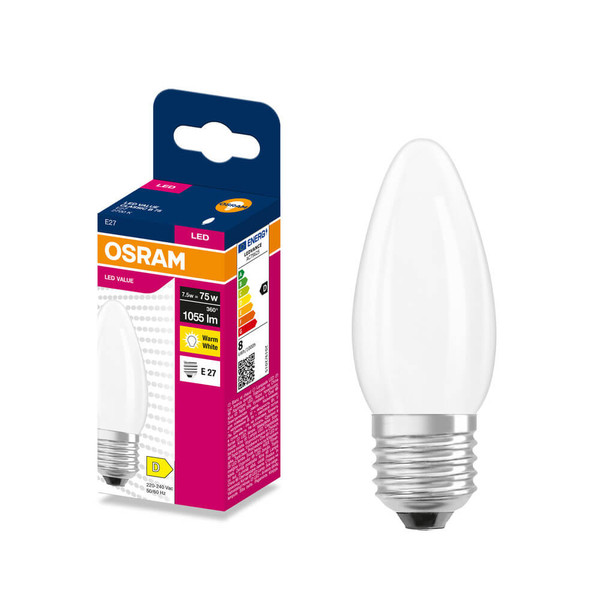 OSRAM LED Kerze E27 Classic Filament matt B75 7.5W 1055lm Warmweiss 2700K wie 75W 4099854569968