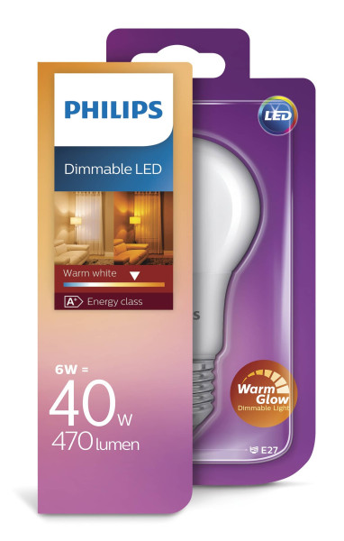 10er-Pack Philips E27 LED Lampe WarmGlow 6W 470Lm warmweiss dimmbar wie 40W 8718696577417