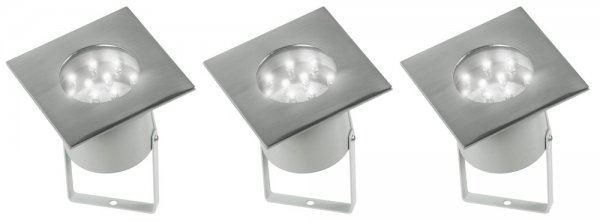 Ranex LED 3er-Set Bodeneinbaustrahler Evita eckig Aluminium