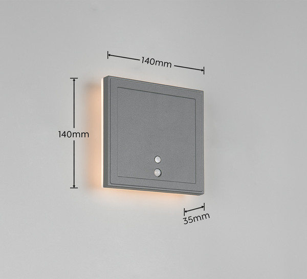 Reality R23056242 Fortaleza LED Wandleuchte 2W Anthrazit IP54 warmweiss